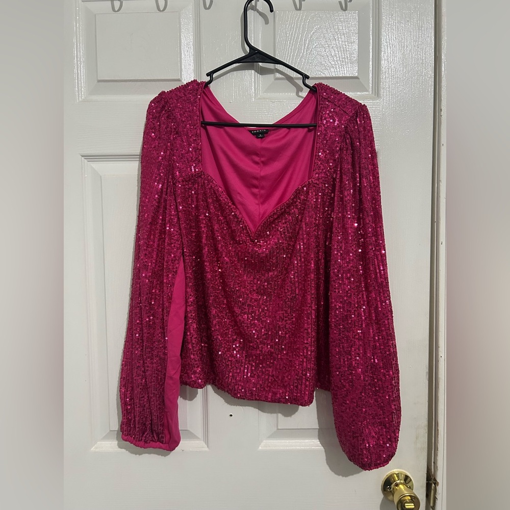 Glamorous Fuchsia Sequin Blouse
